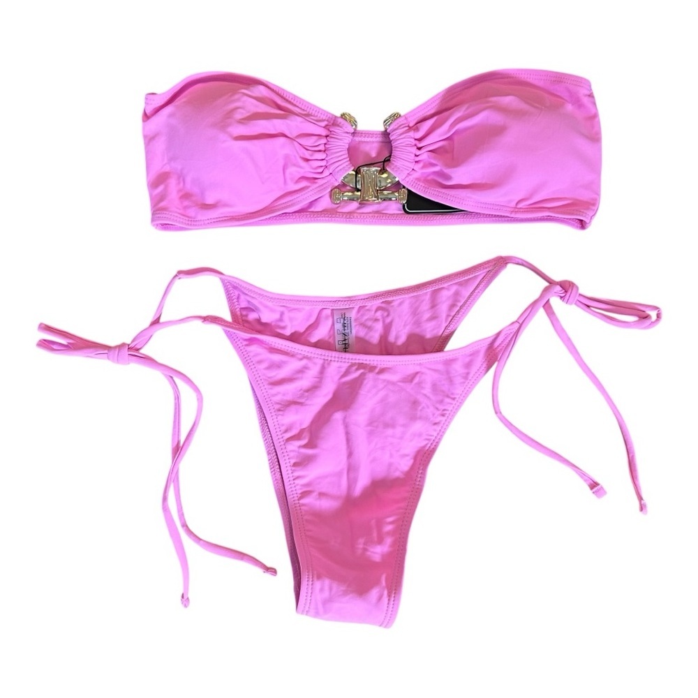 Zaful Solid O Ring 2025 Two Piece‎ Bandeau Strapless Swimsuit Women Sz 6 NEW